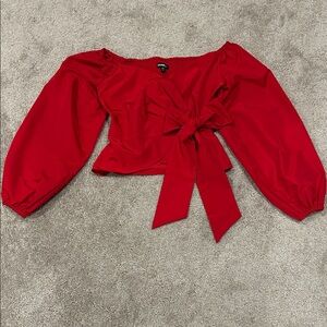 Express Elegant Red Off-Shoulder Top